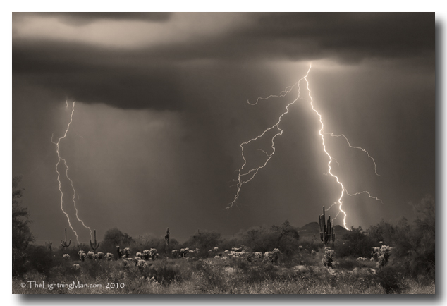 IMG 7387 sepia 600DSs Colors of the Desert Monsoon Thunderstorm Lightning Bolts Striking