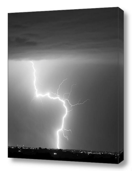 C2G Lightning Strike Black White fine art photography canvas
